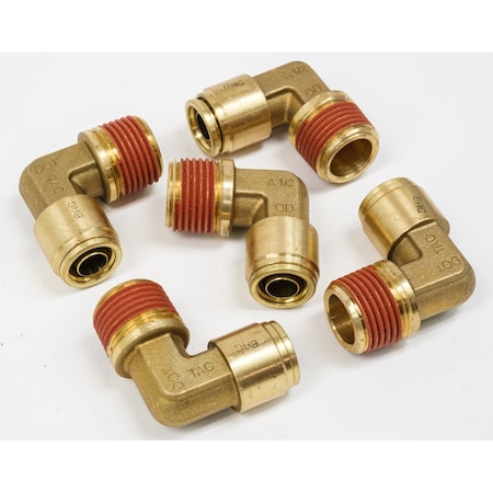 Mytee Products DOT Brass Push to Connect Fitting Elbow 1/2 in Tube ODx1/2 in NPT Air Line Male MP-ABF-ELBOW1212