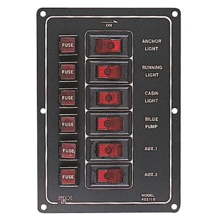 Sea-Dog 4221101 37A 12V Aluminum Vertical Switch Panel 3004.4229