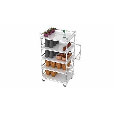 Trilogiq 5-Level Shelf Cart 3 Flanges Per Level With Vertical Handlebars. 49A-4