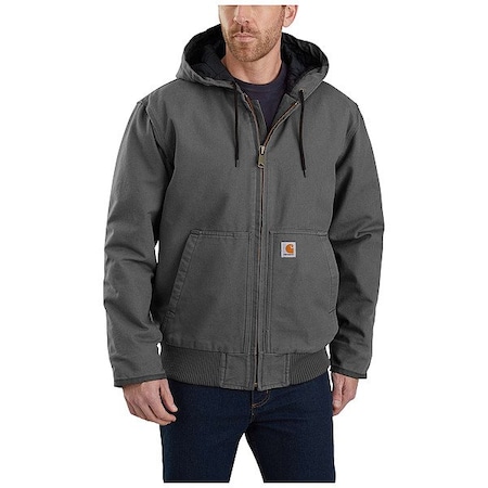 Carhartt Men's Hooded Jacket, 100% Cotton, Zipper, Gray, L 104050-GVLLREG