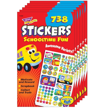 Trend Schooltime Fun Sticker Pad, 738 Sticker Per Pad, 6PK T5008