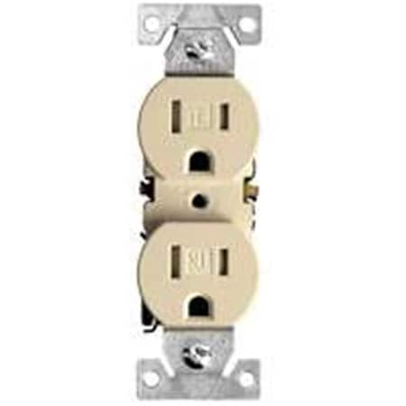 Yhior Duplex Straight Blade Receptacle, 5-15R, 15 A, 125V AC, 2 Pole, 3 Wire, Flush Mount, Grounded YH422573