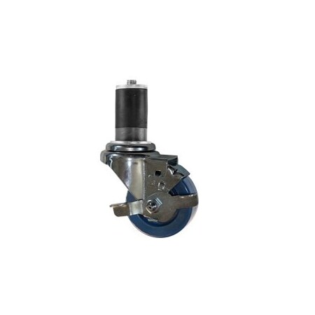 Service Caster 3'' SS Solid Poly Swivel 1-3/4'' Expanding Stem Caster with Brake SCC-SSEX20S314-SPUS-TLB-134