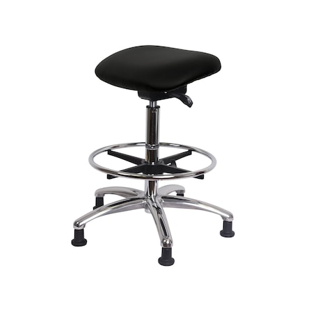 Blue Ridge Ergonomics CL100CleanRoom Sit-Stand-Standing Ht with Chrome Foot Ring Stat Glides in Carbon Supernova Vinyl CLR-VSTSS-CR-CF-RG-8823