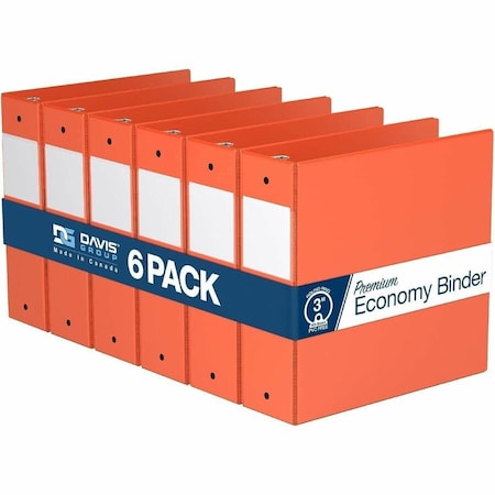 Davis Group Premium Economy, Round Ring, Binder, (Orange, 3"), PK6 2314-19-06