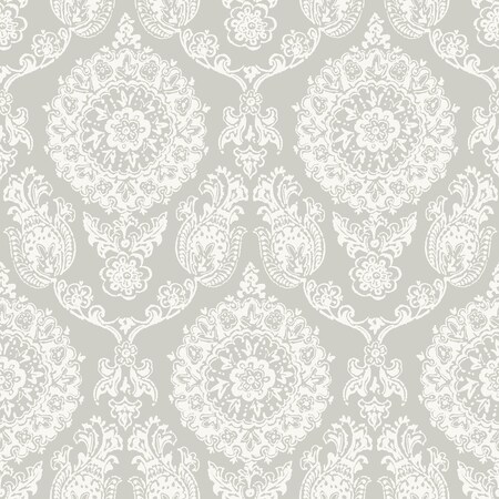 Chesapeake Helm Damask Taupe Floral Medallion Wallpaper 4071-71020