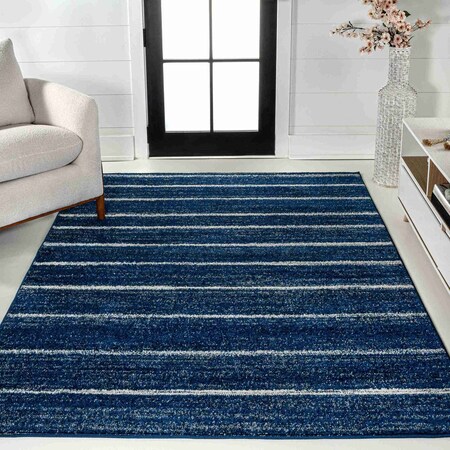 Jonathan Y Williamsburg Minimalist Stripe Navy/Cream 8 ft. x 10 ft. Area Rug MOH201C-8