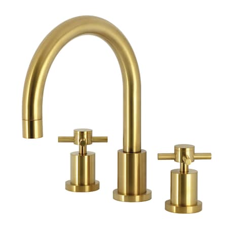 Kingston Brass Two-Handle Deck Mount Roman Tub Faucet, Brushed Brass KS8327DX
