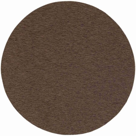 Homeroots 8' Dark Brown And Brown Round Geometric Indoor Outdoor Area Rug 552331