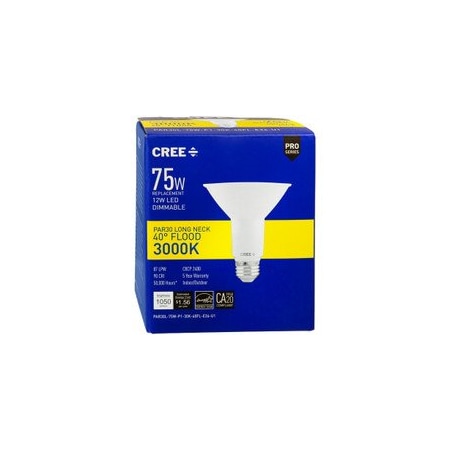 Cree Lighting 12W LED PAR30L, 3000K, 40 deg Flood, 75W Equiv. PAR30L-75W-P1-30K-40FL-E26-U1