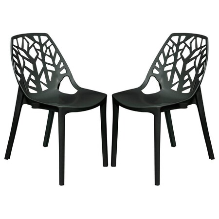 Leisuremod Modern Cornelia Dining Chair, Solid Black, 2PK C18SBL2
