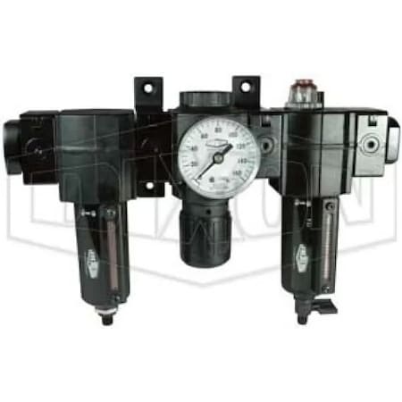 Dixon Norgren by  Compact Relieving Combination Unit, 3/8 in Port, 70 SCFM Flow Rate, Aluminum Bowl, 250 p E73-3M-MB