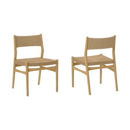 Armen Living Erie Woven Paper Cord and Oak Wood Dining Chairs - Set of 2 LCERSINAT
