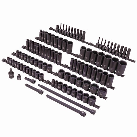 Sunex 1/2 in Drive Sae & Metric 6 Point Standard & Deep & Hex Bit 102-Piece Master Impact & Bit Socket Set 26102