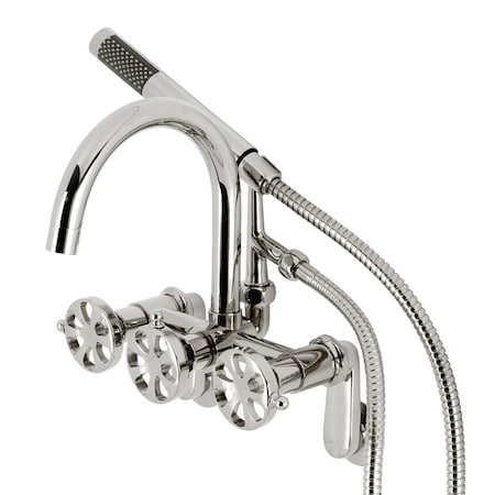 Kingston Brass 7-Inch Adjustable Wall Mount Clawfoot Tub Faucet, Polished Nickel AE8156RX