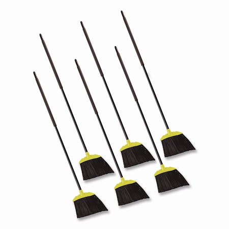 Rubbermaid Commercial Jumbo Smooth Sweep Angled Broom, 46" Handle, Black/Yellow, PK6 FG638906BLA