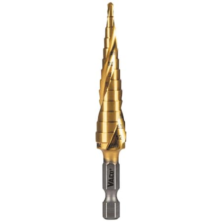 Klein Tools Step Drill Bit, 1/8" to 1/2", VACO 25964