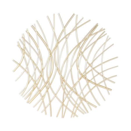 Homeroots 30" X 30" Gold Metal Circle Abstract Hanging Dimensional Sculpture 569443