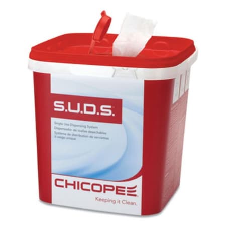 Chicopee 7.5 x 7.5 x 8 in. S.U.D.S Bucket with Lid, Red & White - 6 per Case 727