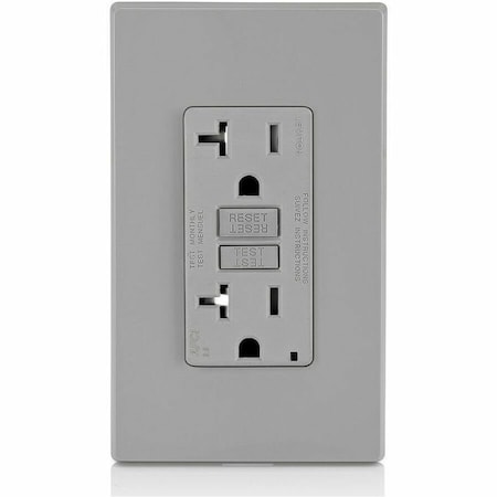 Leviton Straight Blade Receptacle, 5-20R, 20 A, 125V AC, 2 Pole, 3 Wire, Flush Mount, Single, Gray AFTR2-GY