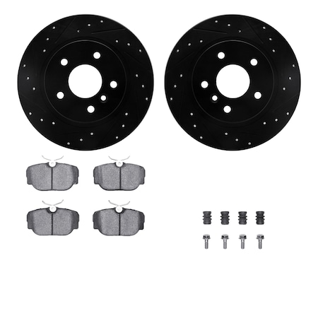 Dynamic Friction Co DFC Rotors-Drilled & Slotted-Black w/ EURO 5000 Ceramic Brake Pads Incl Hdw 8612-11001
