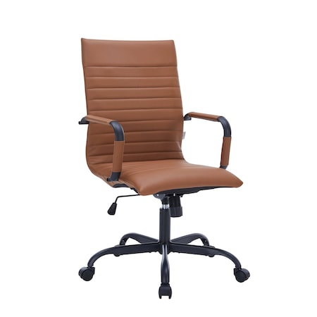 Leisuremod Harris High-Back Faux Leather Swivel Office Chair, Iron Frame HOTBL19LBRL