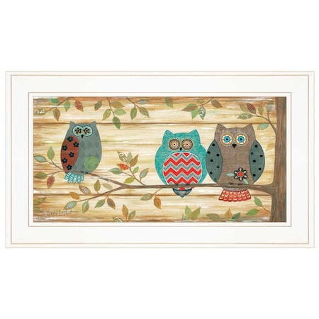 Homeroots Three Wise Owls 2 White Framed Print Wall Art 406280
