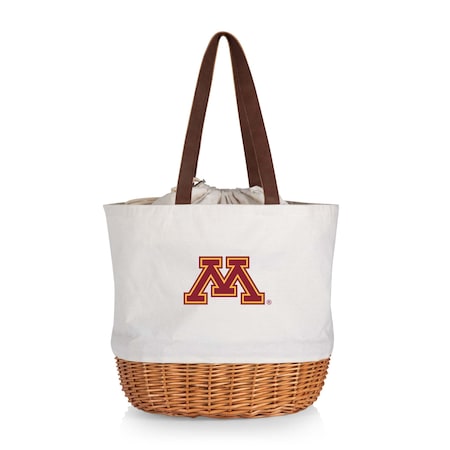 Picnic Time Family Of Brands NCAA Minnesota Golden Gophers Coronado Canvas and Willow Basket Tote - Picnic Bag 203-00-187-364-0