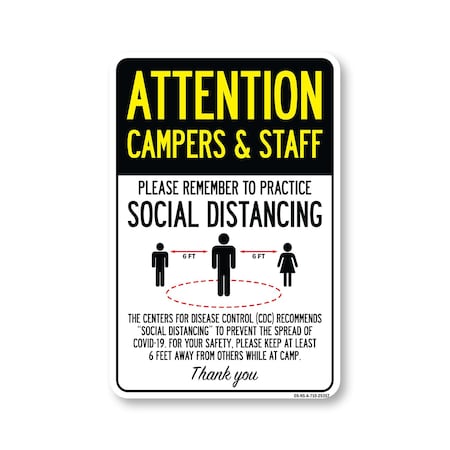 Signmission Public Safety, Campers And Staff Practice Social Distancing, 10in X 7in Aluminum, OS-NS-A-710-25357 OS-NS-A-710-25357