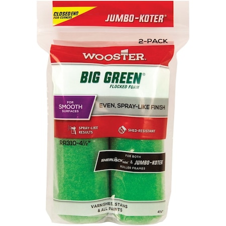 Wooster Jumbo-Koter 4-1/2''x3/8'' Flocked Mini Foam Roller Cover, 2PK RR310-4 1/2