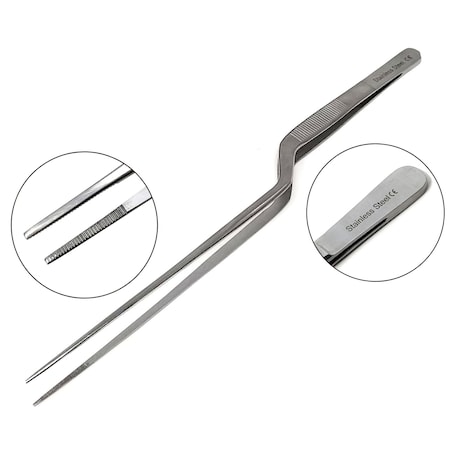 A2Z Scilab Offset Culinary Tweezers, Precision Serrated Jaws, 12 Inch, Stainless Steel Tongs A2Z-ZR1057