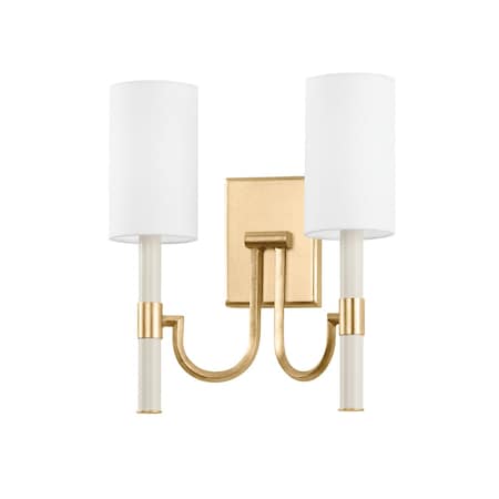 Troy Lighting Gustine 2 Light Wall Sconce 13.5 In. Vintage Gold Leaf B1114-VGL