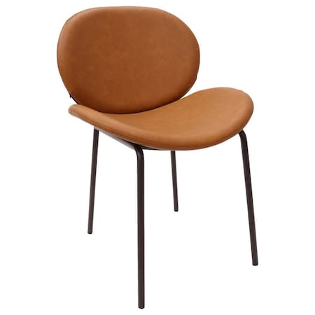 Leisuremod Servos Dining Side Chair, Upholstered Faux Leather Seat and Powder Coated Iron Frame, Dark Brown SCBL-22DBR