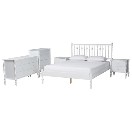 Baxton Studio Callison Bedroom Set with Chest, White, Full 271-14734-14743-14741-14737-14737-ZORO