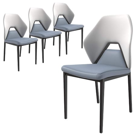 Leisuremod Eclat Modern Leather Dining Side Chair with Iron Legs in Grey, 4PK EC50GR4