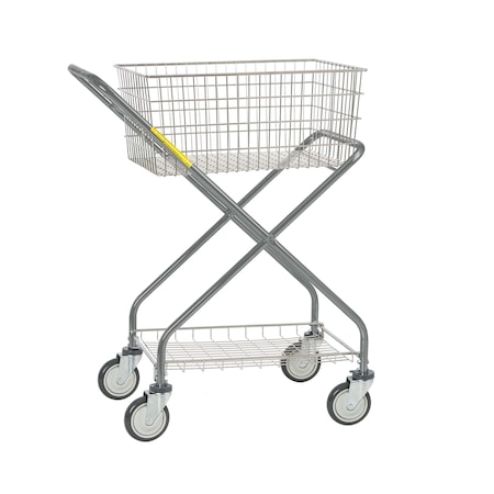 R&B Wire Products Utility Cart, Steel, 25 lb Load Capacity, 2 Shelves, 23.5" L, 17" W, 36" H 501
