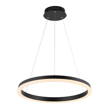 Jonathan Y Baxter 23.5" 1-Light Modern Contemporary Aluminum Integrated LED Hoop Pendant, Black JYL7200B