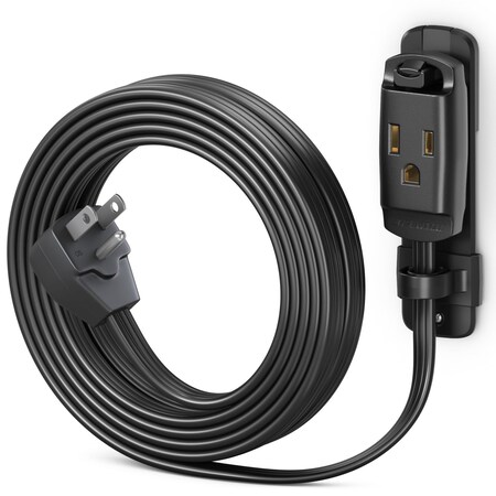 Maximm 10ft 14AWG Heavy Duty AC Extension Cord w/ Wall Clip, Black ADW-90-C6F10-14B0-WM