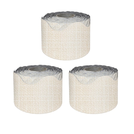 Carson Dellosa Linen Rolled Scalloped Borders, 65 Feet Per Roll, 3PK 108505