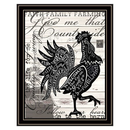Homeroots Faith Family Farming Rooster Black Framed Wall Art 573948