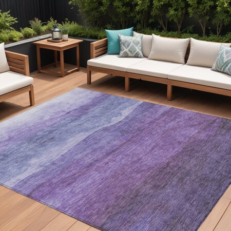 Homeroots 9' X 12' Purple And Lavender Abstract Washable Indoor Outdoor Area Rug 618152
