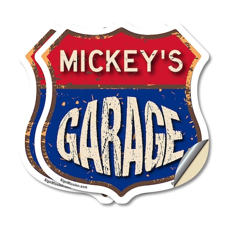 Signmission Mickey's Garage, 6 inch X 6 inch, Vinyl Decal, 2PK SHI-D-2PACK-6-383-MICKEY