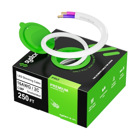 Syston Cable Technology 16/2 LED Lighting Dimmer Dimming Luminaire Wire, 16 AWG 2 Conductors Solid Bare Copper Plenum, 250ft 8003-250WH