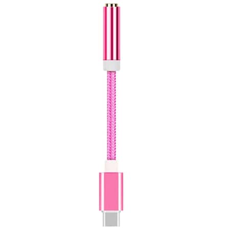 Sanoxy USB-C Type C to 3.5mm Aux Audio Jack Passive Headphone Adapter Nylon Braided (Pink) SNX-CABLE62
