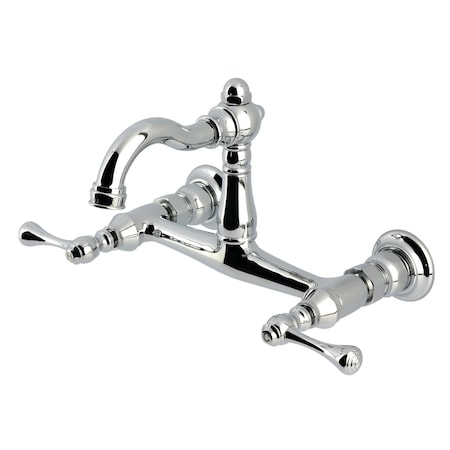 Kingston Brass Two-Handle Wall Mount Bridge Kitchen Faucet, Polished Chrome KS3251BL