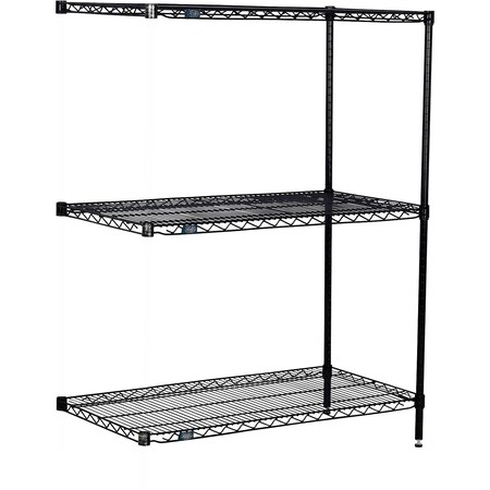 Global Industrial Nexel 3 Shelf, Black Epoxy Wire Shelving Unit, Add On, 72"W x 21"D x 54"H B3151762