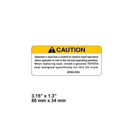 Toyota REPLACEMENT DECAL, CAUTION 57954-U2171-71