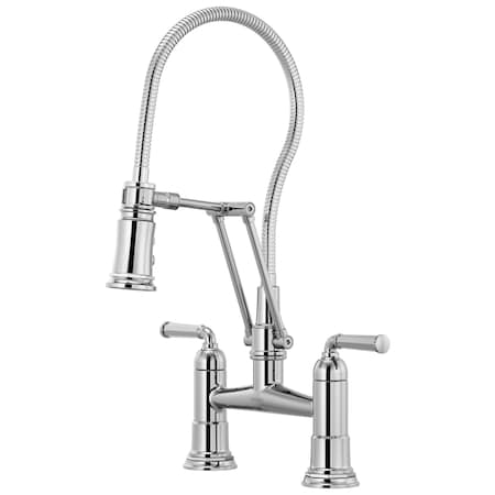 Brizo Rook: Articulating Bridge Faucet with Finished Hose 62174LF-PC