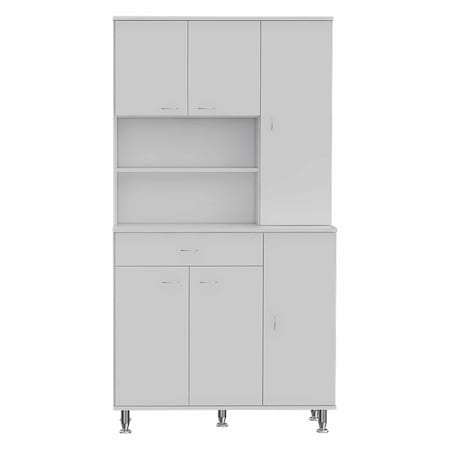 Homeroots 67in White Pantry Cabinet with Five Storage Shelves 403772