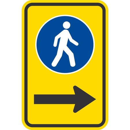 Lyle Pedestrian graphic with right arrow, 12x18, High Intensity Prismatic, Yellow G-4164-HI_12x18